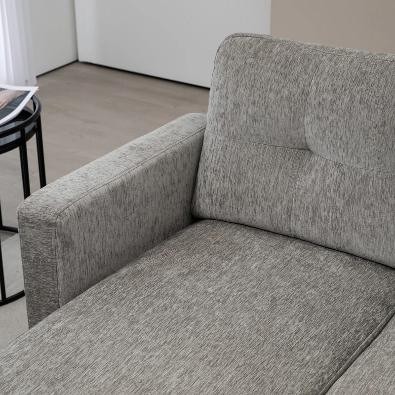 HOMCOM Sofá Chaise Longue Reversible con Estructura de Acero Tapizado en Chenilla 186x130x84cm Marrón Topo