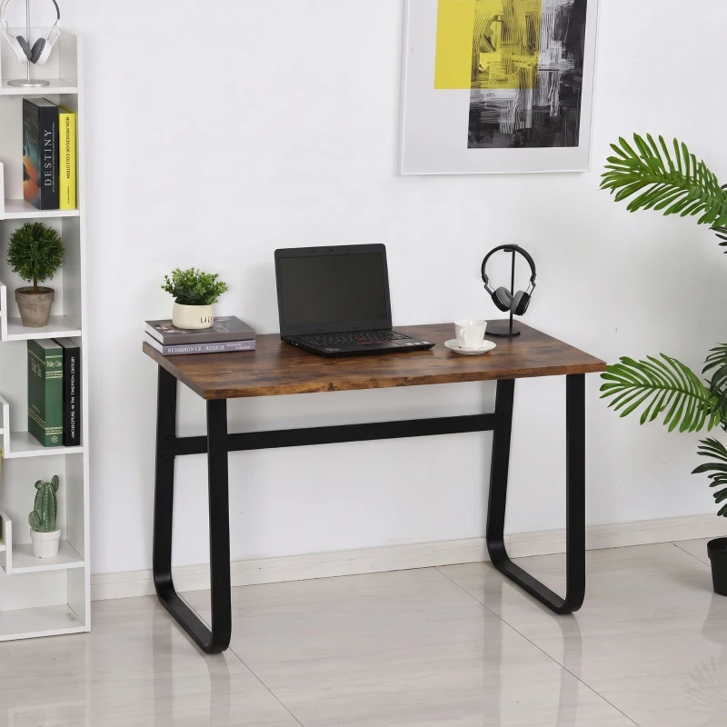 HOMCOM Industrial Writing Desk With Metal Legs, 100 x 58 x 74.5cm, Rustic Brown and Black