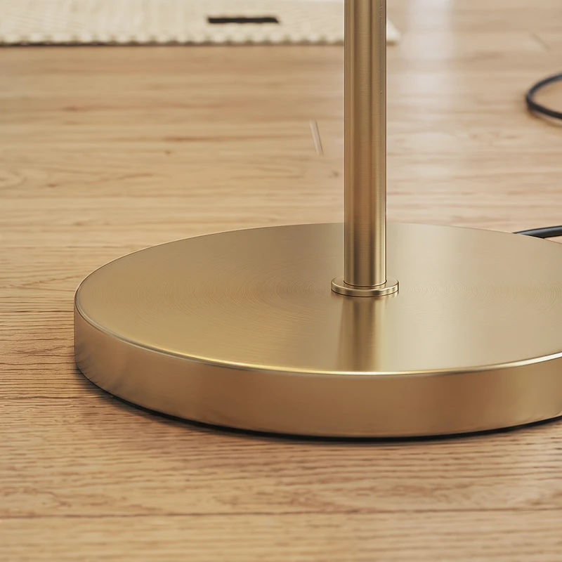 HOMCOM LED-vloerlamp, moderne lamp met 3 kleurtemperaturen, glazen kappen en voetschakelaar, goud