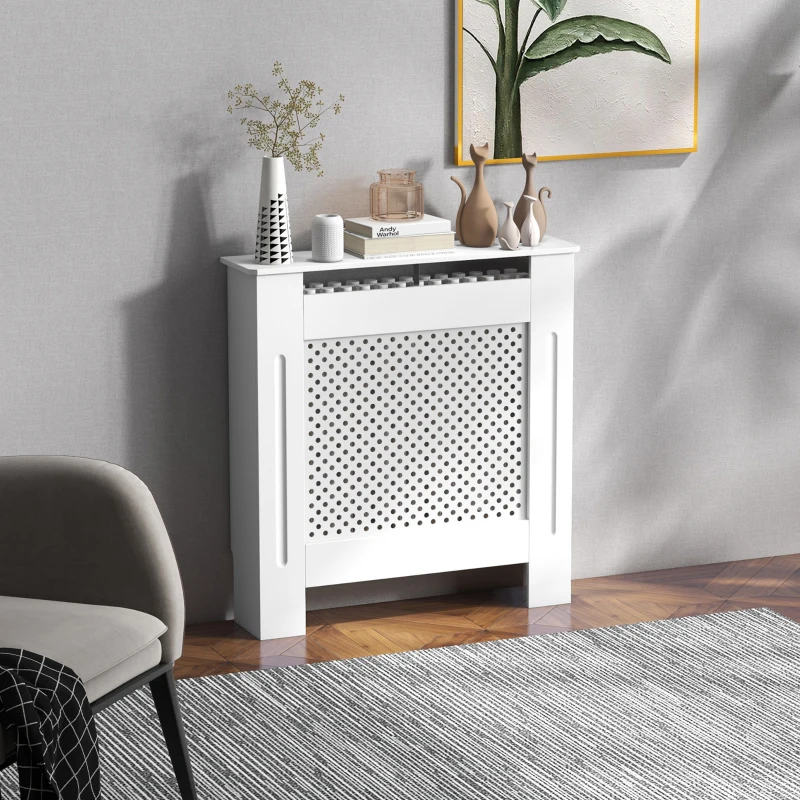 HOMCOM Copritermosifone Moderno a Griglia in MDF per Casa e Ufficio, 78x82x19 cm, Bianco