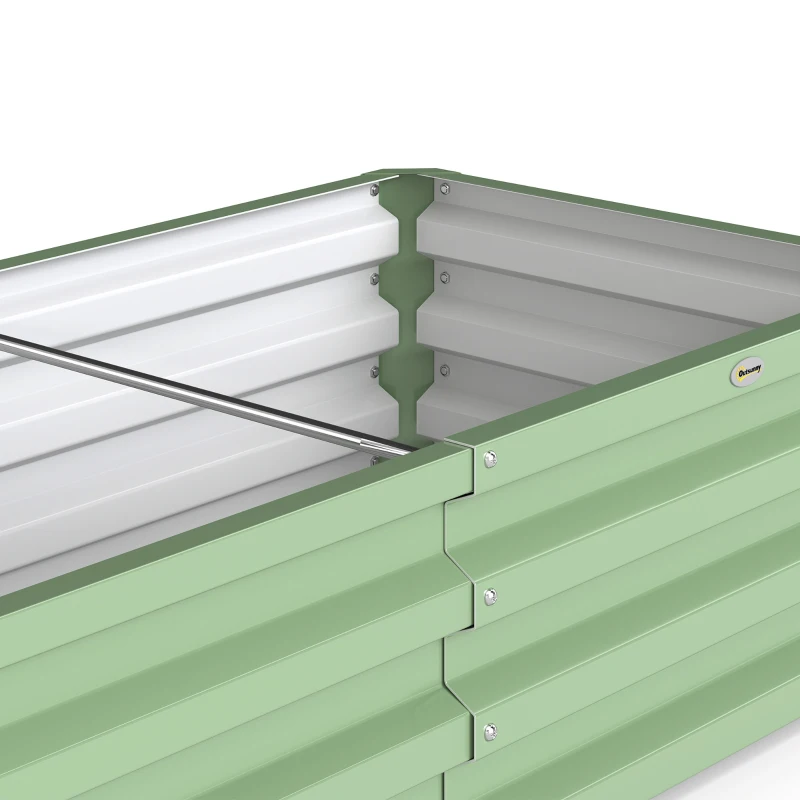 Outsunny Carré Potager de Jardin Rectangulaire, Tôle d'Acier Ondulée, 120 x 60 x 30,5 cm, Vert