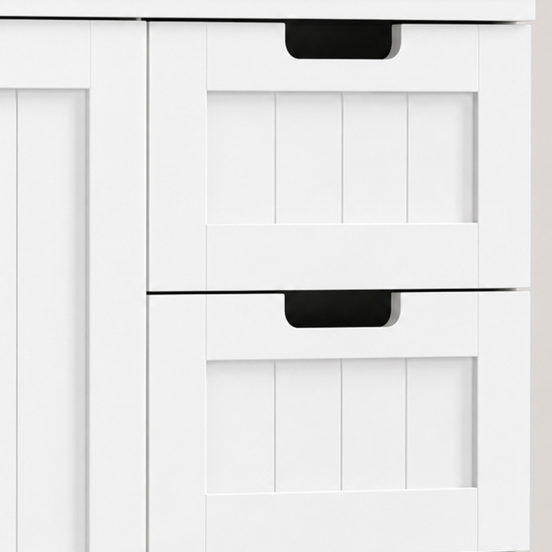 HOMCOM Meuble haut de rangement, armoire avec portes vitrées et étagères réglables pour salle de bain, cuisine, salon, blanc