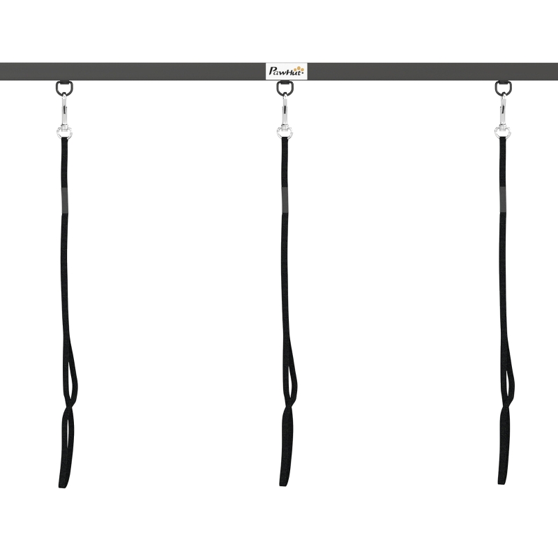 PawHut Dog Grooming Arm Adjustable H-Shape Dog Grooming Table Arm with Clamp and 3 Nooses Black