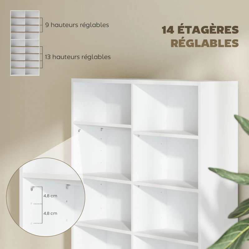 HOMCOM Rangements pour CD et DVD 18 compartiments capacité max. 640 CD/360 DVD 430 Blu-ray 78,5 x 24 x 175 cm blanc