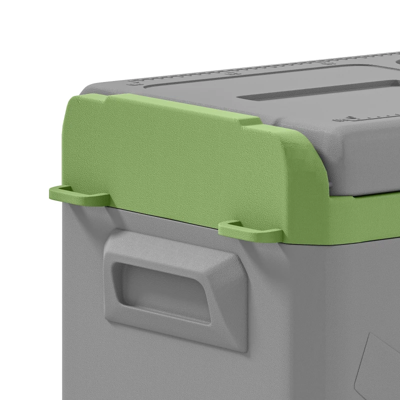 Outsunny 24,2 liter campingkoelkast, autokoelkast, koelbox met LED-licht, AC- en DC-adapter, stille werking, Grijs+Groen