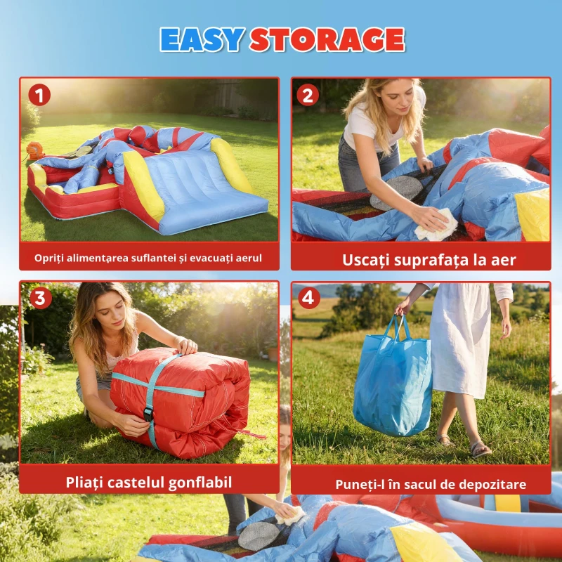 AIYAPLAY Castel gonflabil 5 în 1 cu ventilator, parc acvatic gonflabil, tobogane, trambulină, multicolor