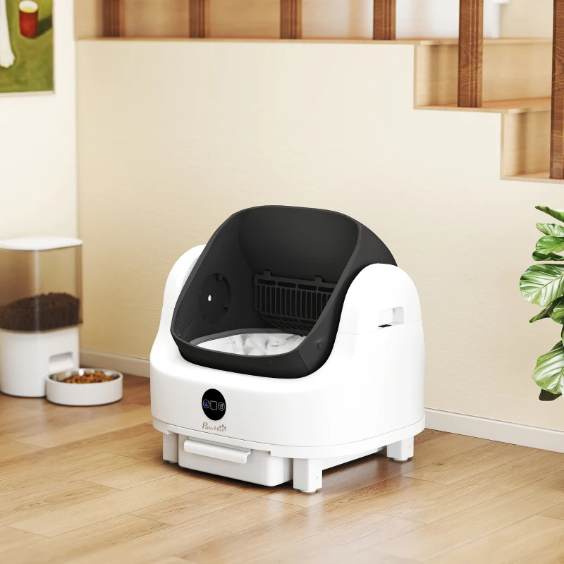PawHut Litière chat autonettoyante bac à litière pour chat automatique ouvert isolation des odeurs/protection de sécurité blanc