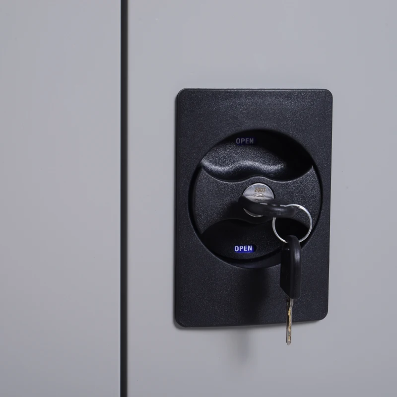 Vinsetto Aktenschrank Stahlschrank Mehrzweckschrank mit verstellbarem Regal und Schloss für Arbeitszimmer Wohnzimmer Grau
