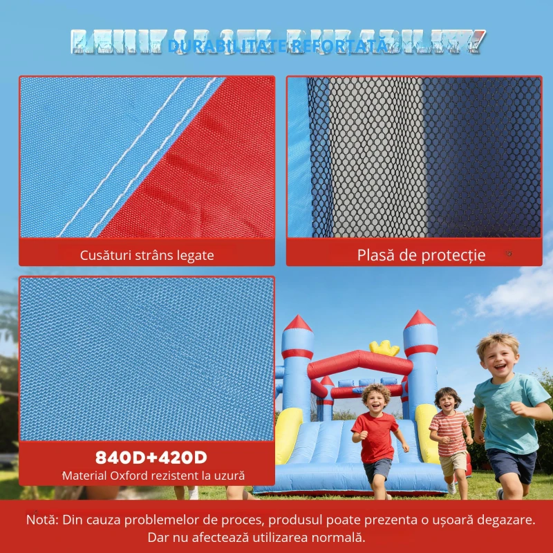 AIYAPLAY Castel gonflabil 5 în 1 cu ventilator, parc acvatic gonflabil, tobogane, trambulină, multicolor