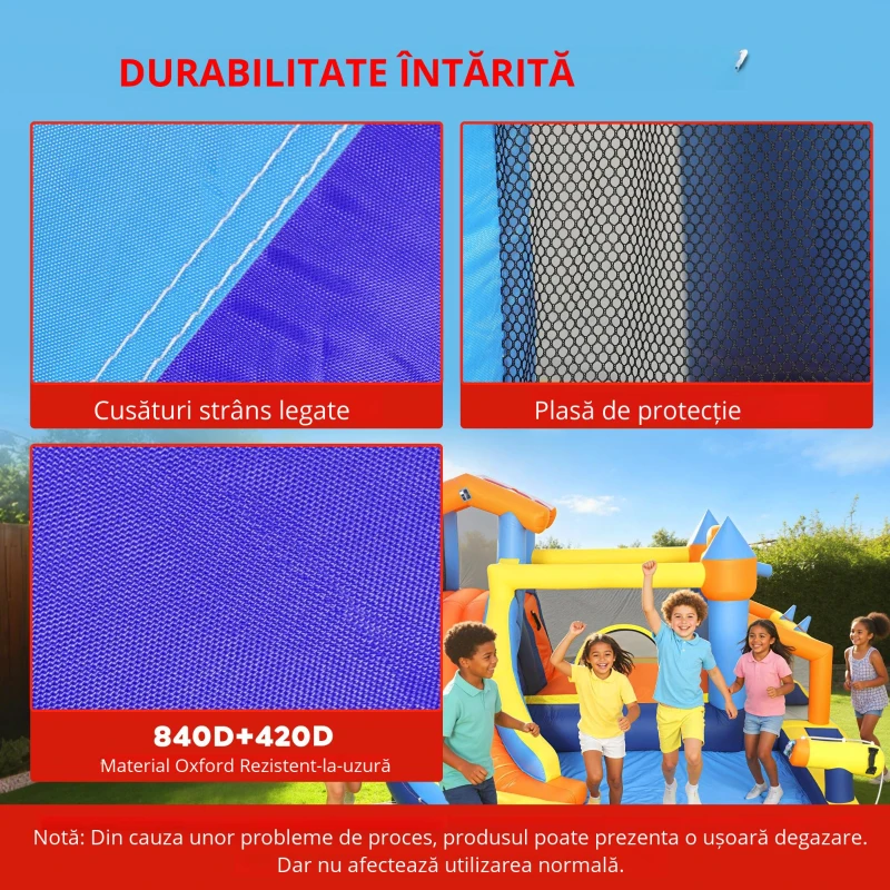 AIYAPLAY Castel Gonflabil Acvatic 8 în 1 cu Suflantă 550W Tobogan Trambulină Cățărare Piscină Poartă Coș Aruncare