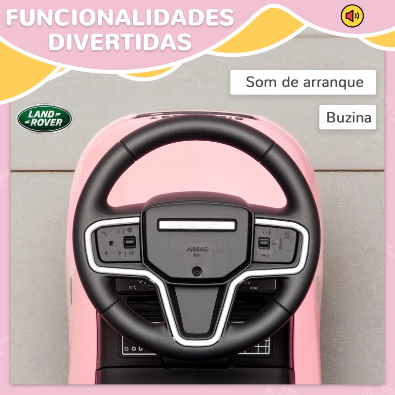 AIYAPLAY Carro Andador para Crianças  com Licença de Land Rover com Armazenamento Buzina Sons de Motor 65,5x28x42 cm Rosa