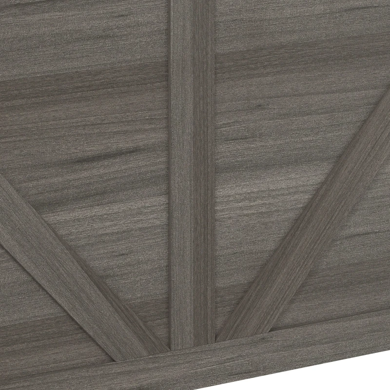 HOMCOM 127L Home Storage Box, with Safety Hinges - Dark Grey Wood-Effect