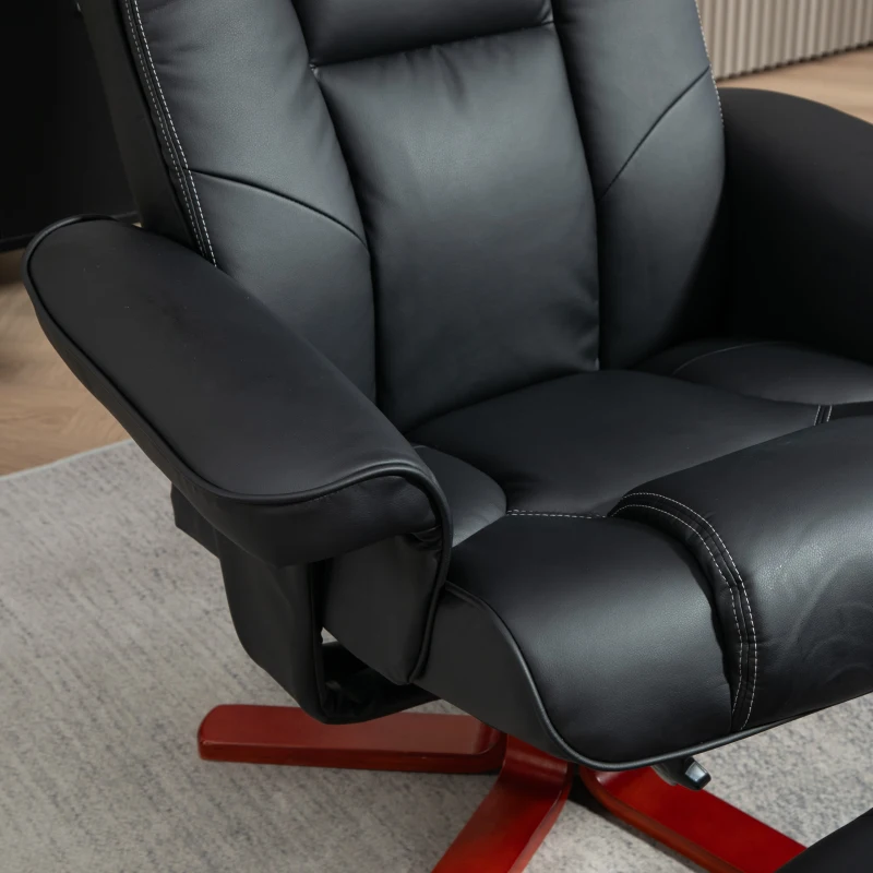 HOMCOM Faux Leather Manual Recliner and Footstool Set - Black