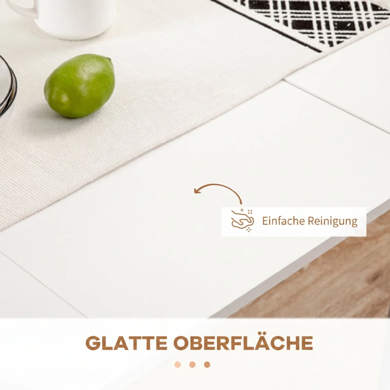 HOMCOM Eettafel, inklaptafel, uitschuifbare keukentafel, eetkamertafel, spaanplaat, 60-180 x 85 x 75 cm, Wit(m-6)