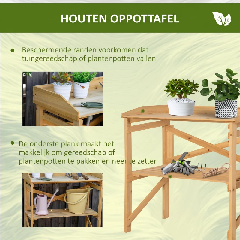 Outsunny plantentafel met houten plank 80 cm x 40 cm x 84 cm