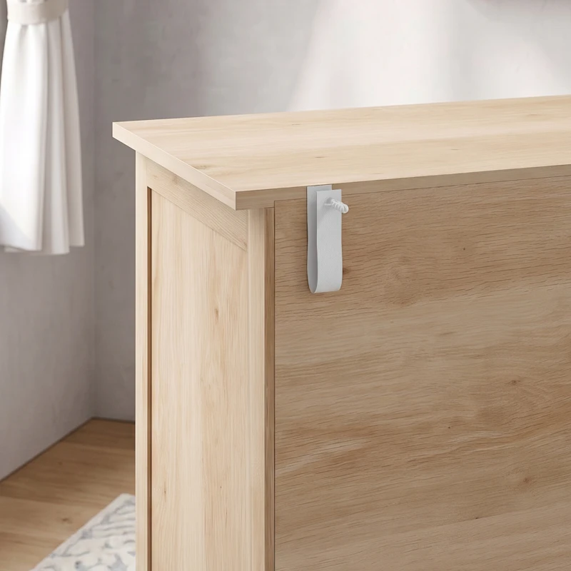 HOMCOM Cómoda mueble de almacenamiento 5 cajones para dormitorio, oficina, entrada, roble y tirador metálico negro