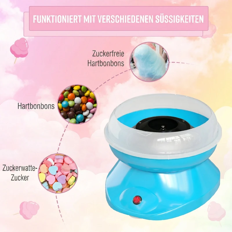 HOMCOM Zuckerwattemaschine für Zuhause Cotton Candy Machine 550W für Kinderfest, Geburtstag, Party