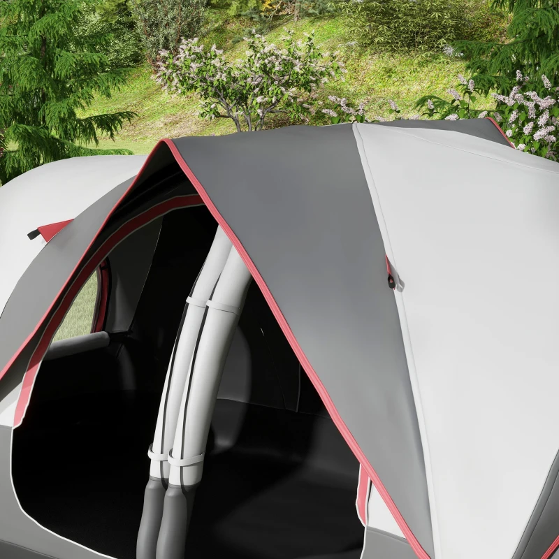 Outsunny campingtent, 2 kamers, scheidingswand, voor 6-8 personen, regendekking, grijs