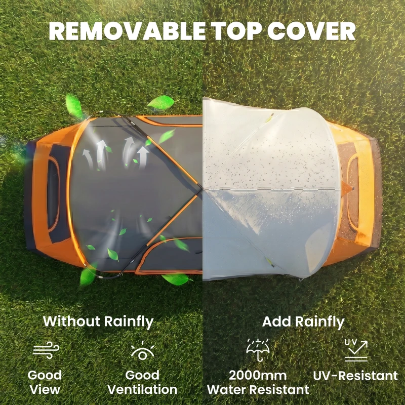 Outsunny Six-Man Tent, with Two Rooms, Small Rainfly and Accessories - Orange