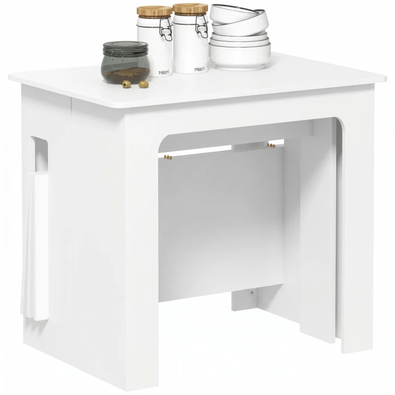HOMCOM Eettafel, inklaptafel, uitschuifbare keukentafel, eetkamertafel, spaanplaat, 60-180 x 85 x 75 cm, Wit(m-10)