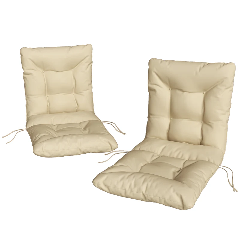 Outsunny Set 2 Perne pentru Scaune de Exterior cu Curele de Fixare, din Poliester și Bumbac, 120x50x8 cm, Bej