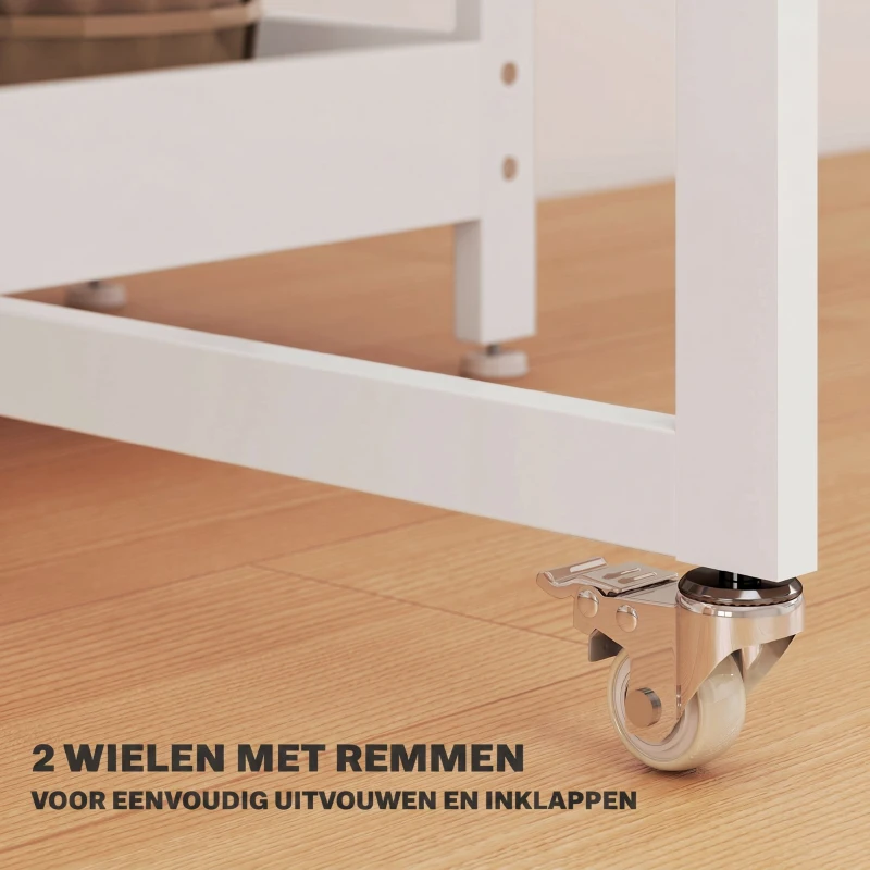 HOMCOM Opklapbare eettafel in industriële stijl, voor maximaal 4 personen, met open schappen, flexibel, metaal, spaanplaat, wit(m-6)