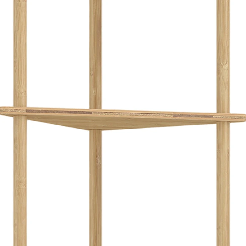 HOMCOM Bamboo Storage Shelf, 5-tier Corner Shelf, Freestanding Shelving Unit for Living Room, Home Office, Natural Wood Finish