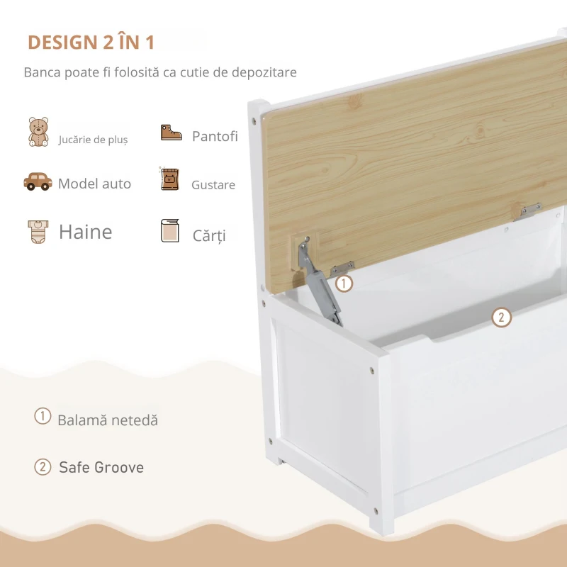 Homcom Set 4 Pezzi Tavolino con Sedie e Panca Portaoggetti per Bambini in Legno