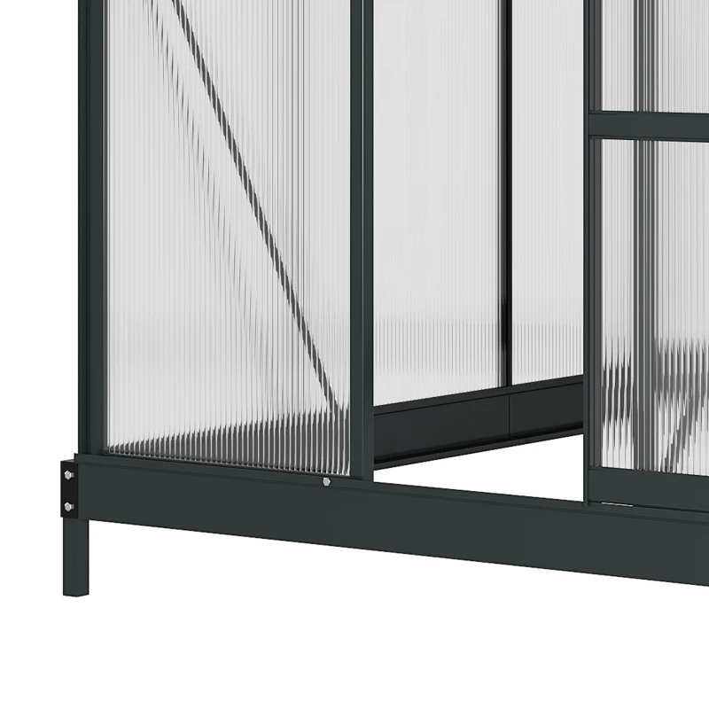 Outsunny Kas, Broeikas, met Dakraam & Schuifdeur, transparant, Polycarbonaat+Aluminium, 190 x 252 x 201 cm