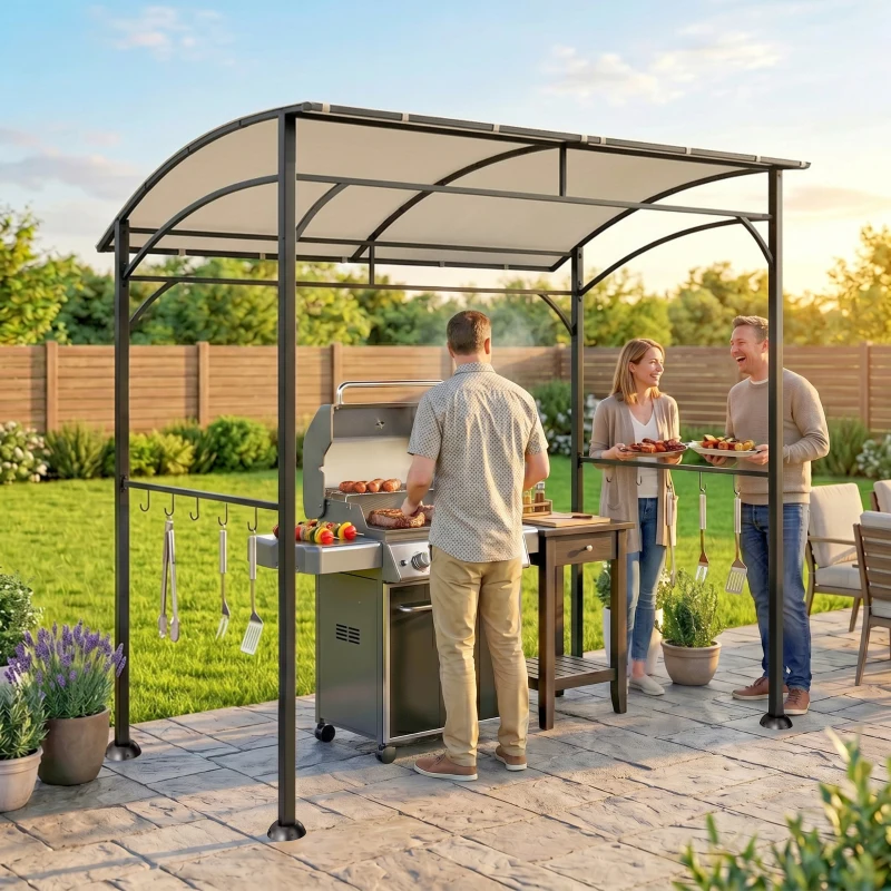 Outsunny grill paviljoen BBQ paviljoen grill paviljoen tuintent vlamvertragend dak