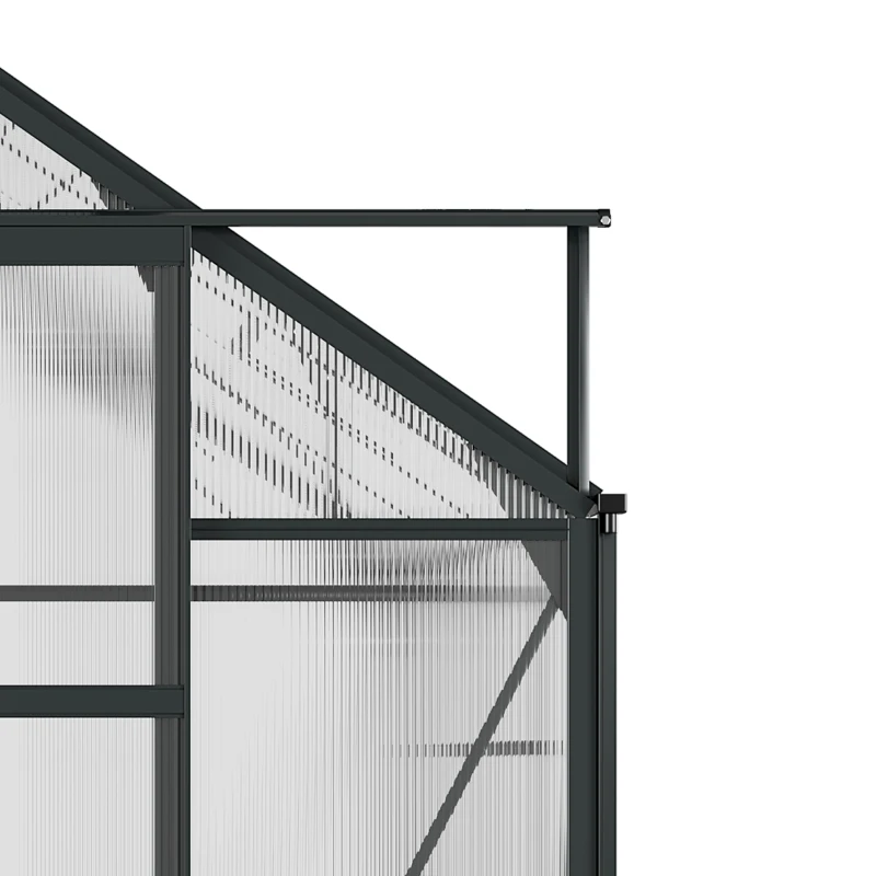 Outsunny Kas, Broeikas, met Dakraam & Schuifdeur, transparant, Polycarbonaat+Aluminium, 190 x 252 x 201 cm
