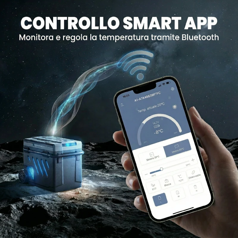 Outsunny Frigorifero Congelatore per Auto da 49L, Doppia Zona con Controllo App, -20℃-20℃