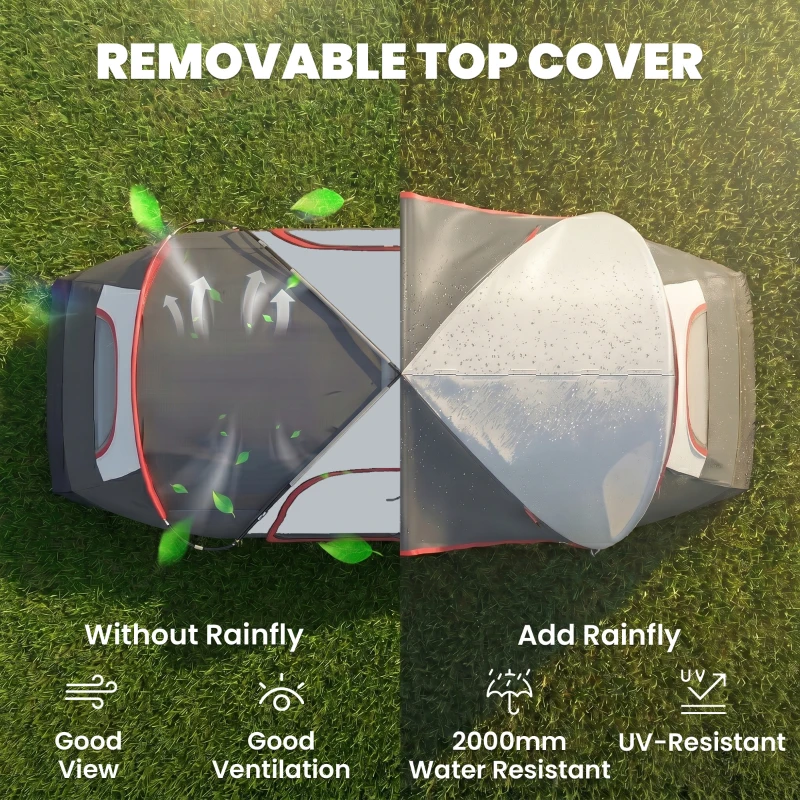 Outsunny Camping Tent for 6 Man with 2000mm Waterproof Rainfly and Carry Bag for Fishing Hiking Festival, Grey
