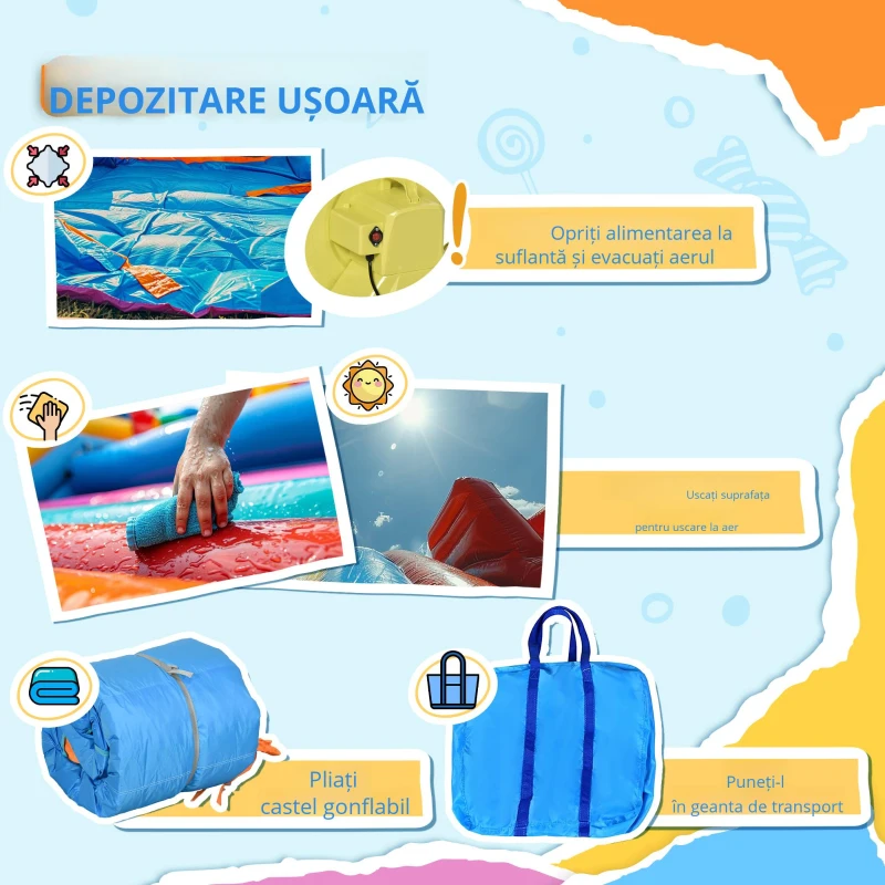 Outsunny Castel Gonflabil pentru Copii cu Tobogan Piscină Perete de Cățărat Inflator și Geantă de Transport 430x420x200cm Multicolor