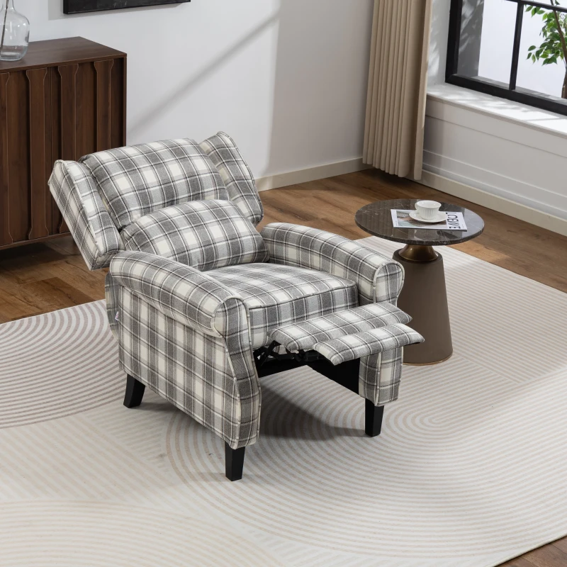 HOMCOM 160° Reclining Armchair, with Footrest - Grey and White