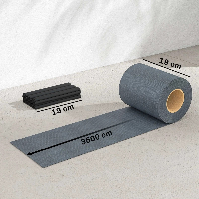 Outsunny Set 4 Panouri de Gard Anti-UV Impermeabile cu Cleme, din PP, 3500x19 cm, Gri