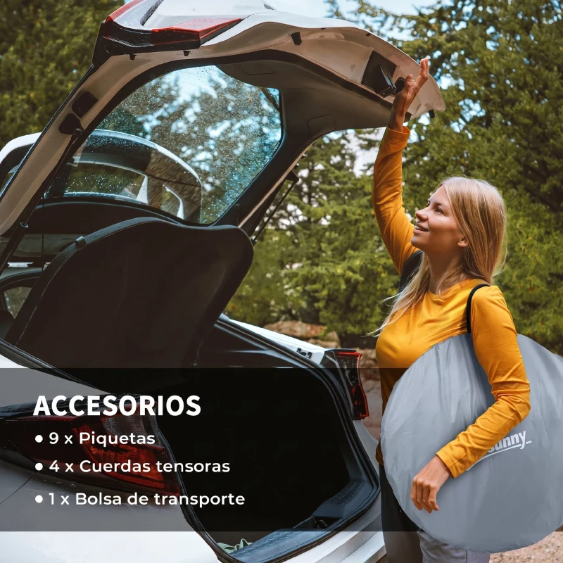Outsunny Tienda de Campaña Pop-Up para 2-3 Personas Plegable Impermeable de 2000 mm con Bolsa de Transporte 245x148x105 cm Gris