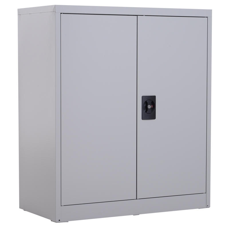 Vinsetto Aktenschrank Stahlschrank Mehrzweckschrank mit verstellbarem Regal und Schloss für Arbeitszimmer Wohnzimmer Grau