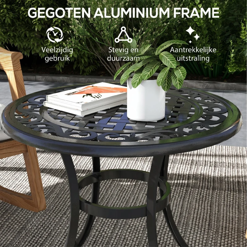 Outsunny Tuintafel Loungtafel Balkontafel, vintage-design, 60 x 60 x 53 cm, zwart