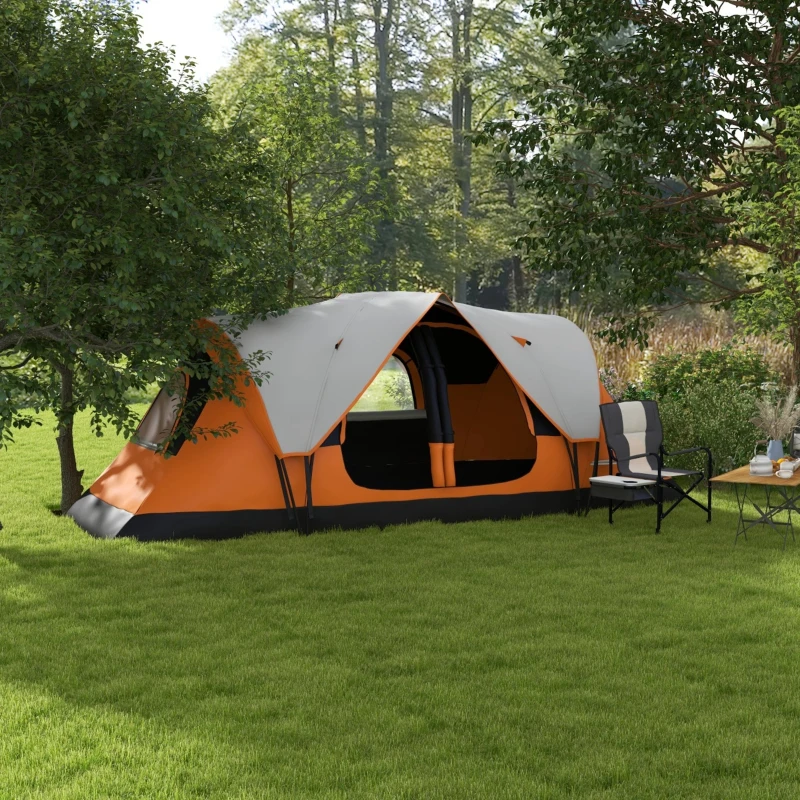 Outsunny Tente de camping familiale 6 pers. double toit légère ventilée facile à monter sac de tranport orange