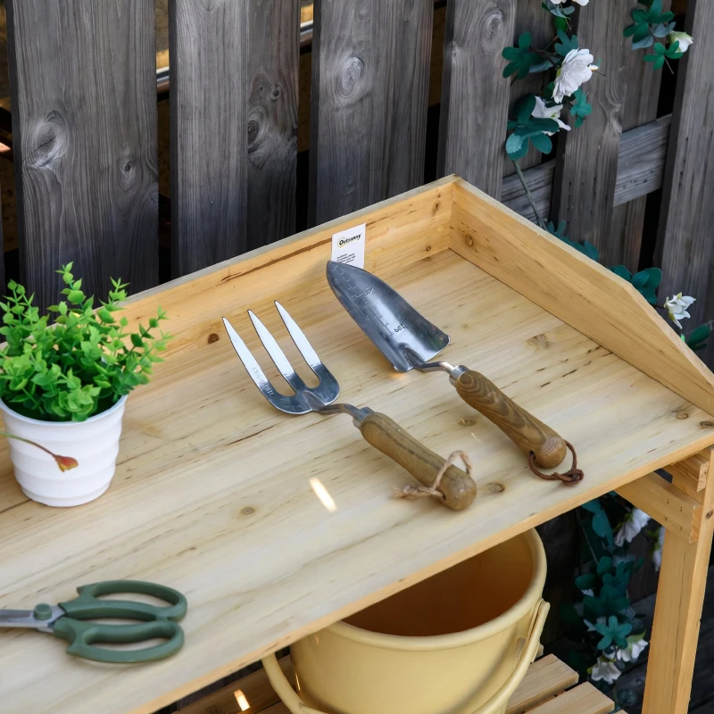 Outsunny plantentafel met houten plank 80 cm x 40 cm x 84 cm