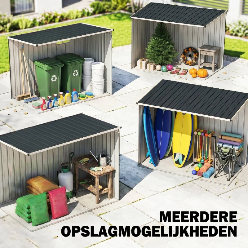 Outsunny Opslagschuur, gereedschapsschuur voor tuingereedschap, venster, ventilatieopeningen, afsluitbaar, staal, donkergrijs(m-13)