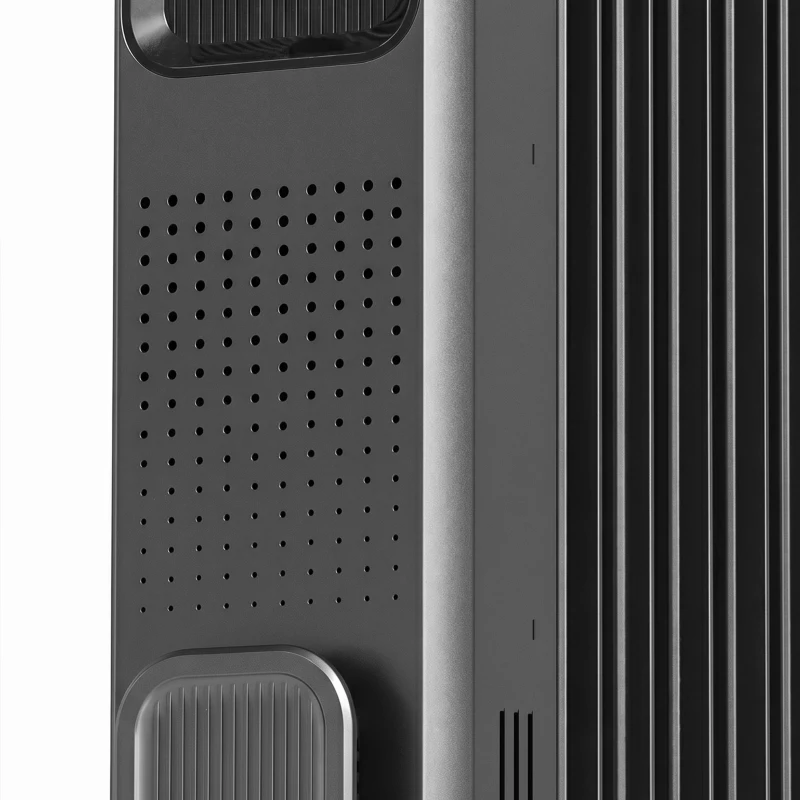 HOMCOM 2000W Oil Filled Radiator, 9 Fin, Portable Electric Heater with 3 Heat Settings, Safety Cut-Off and Wheels, Grey
