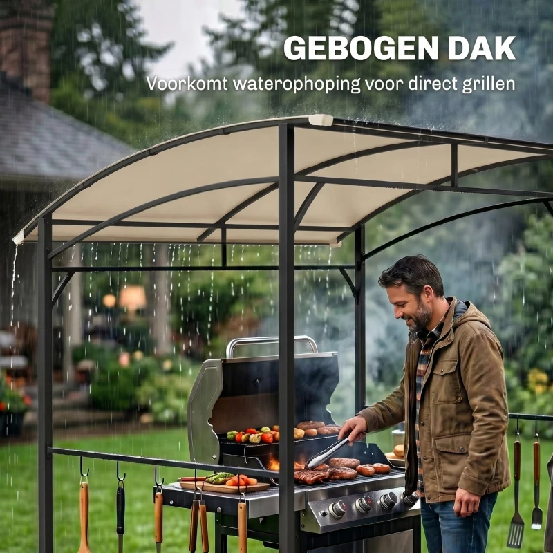 Outsunny grill paviljoen BBQ paviljoen grill paviljoen tuintent vlamvertragend dak