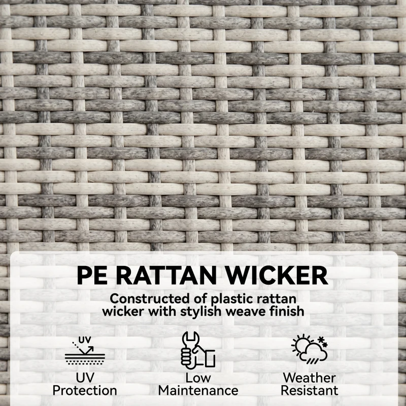 Outsunny Outdoor PE Rattan Corner Sofa, Garden Wicker Furniture Single Sofa Chair w/ Cushions, Light Grey