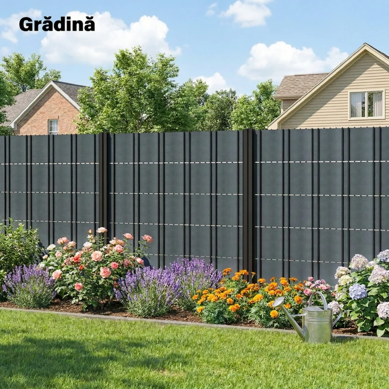 Outsunny Set 4 Panouri de Gard Anti-UV Impermeabile cu Cleme, din PP, 3500x19 cm, Gri