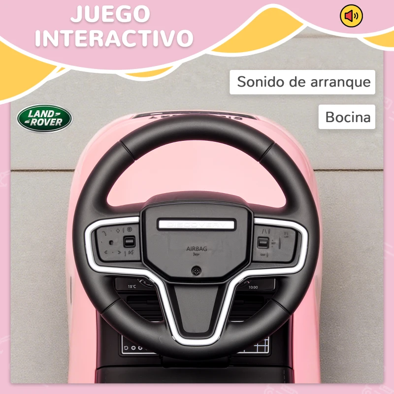 AIYAPLAY Coche Correpasillos con Licencia de Land Rover para Niños 18-36 Meses con Almacenaje Bocina Sonidos de Motor Rosa