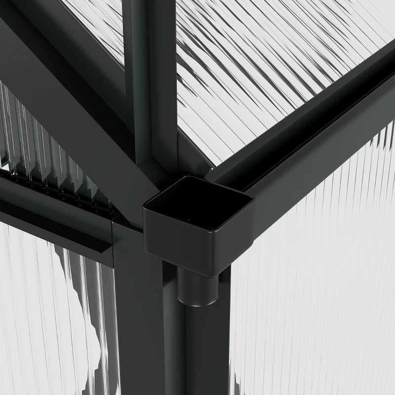 Outsunny Kas, Broeikas, met Dakraam & Schuifdeur, transparant, Polycarbonaat+Aluminium, 190 x 252 x 201 cm