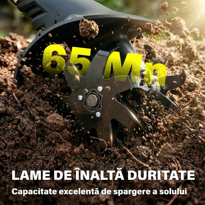 Outsunny Motosapă Fără Fir 18V, Lățime de Lucru 20cm, Adâncime 18cm, 4 Lame, Mâner Reglabil, pentru Grădină și Terenuri, Bateria și Încărcătorul Nu Sunt Incluse