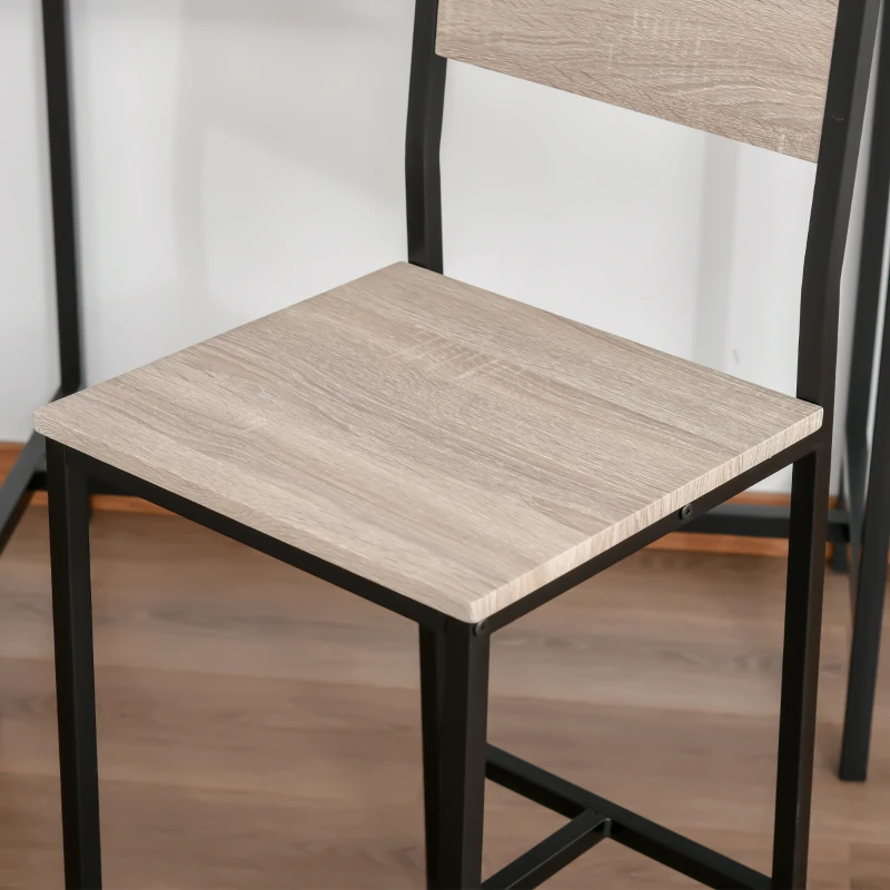 HOMCOM Conjunto de Mesa de Bar com 2 Bancos Conjunto de 3 Peças com 2 Bancos com Encosto e Apoio para Pés Design Industrial Madeira e Preto